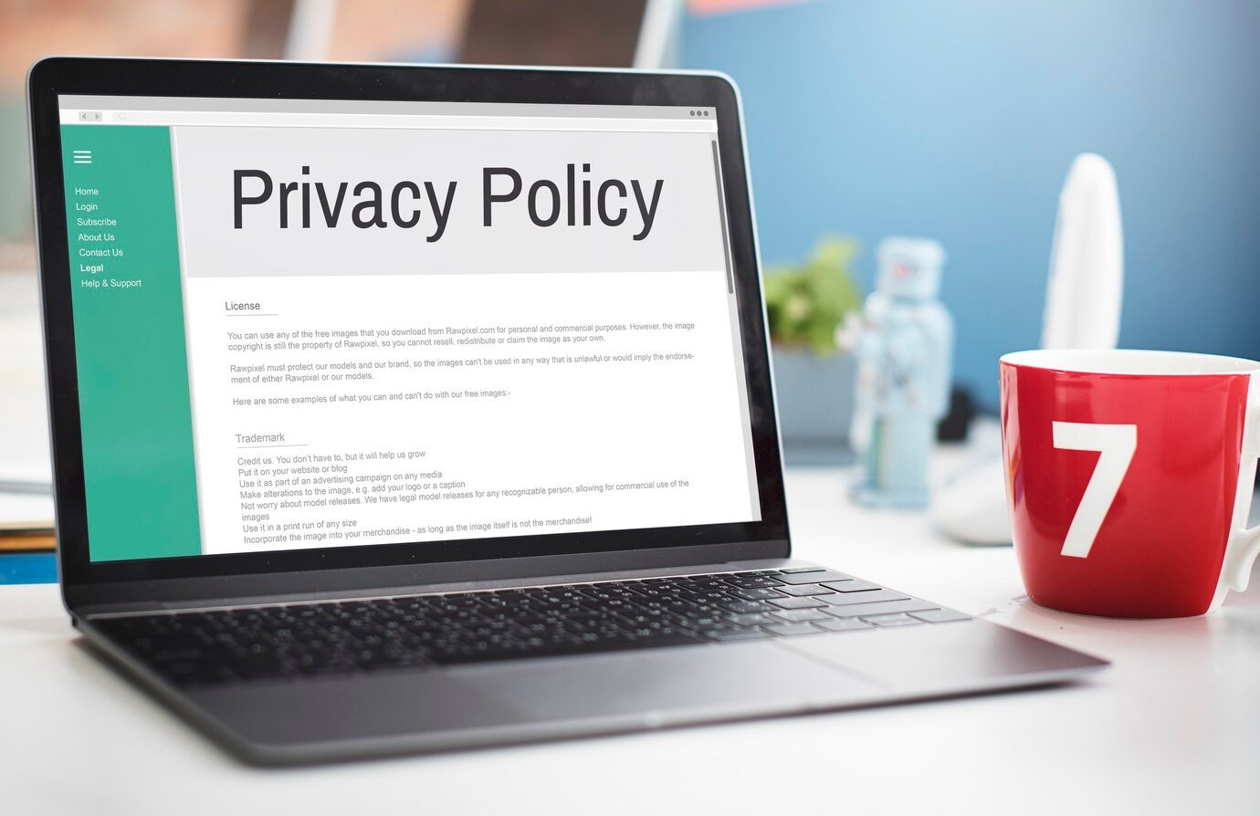 A picture of a Laptop, with Privacy Policy